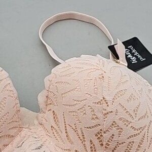 New Bra Rene Rofe Pink lace Balconette lightly padded underwire B2324 34B